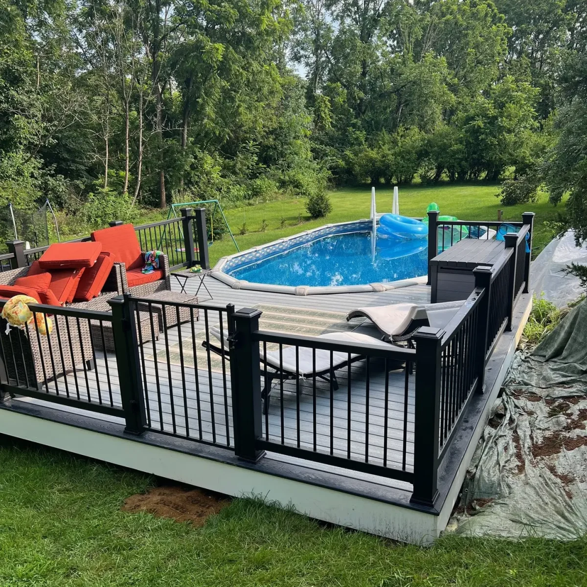 Backyard patio with stylish deck for outdoor entertaining